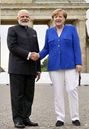 Prime Minister Narendra Modi and German Chancellor Angela Merkel 